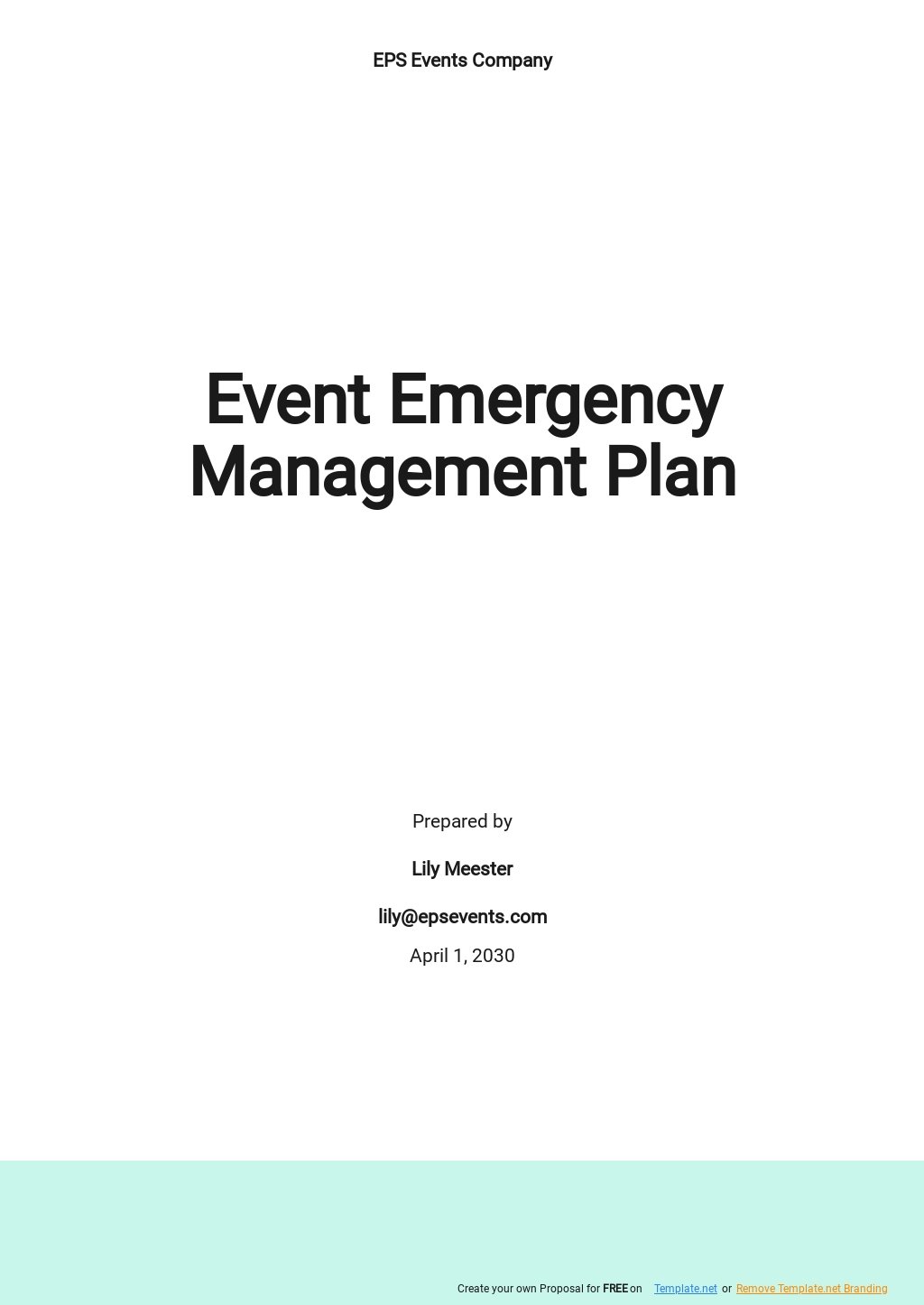 Event Emergency Management Plan Template