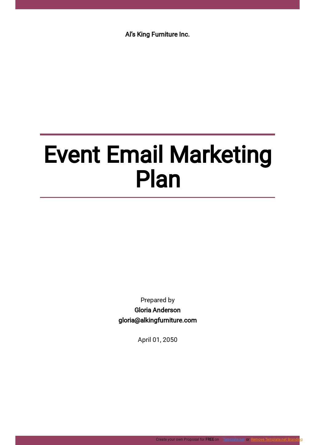 Event Email Marketing Plan Template