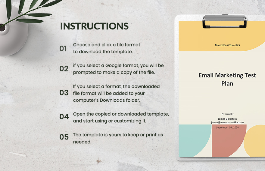 Email Marketing Test Plan Template
