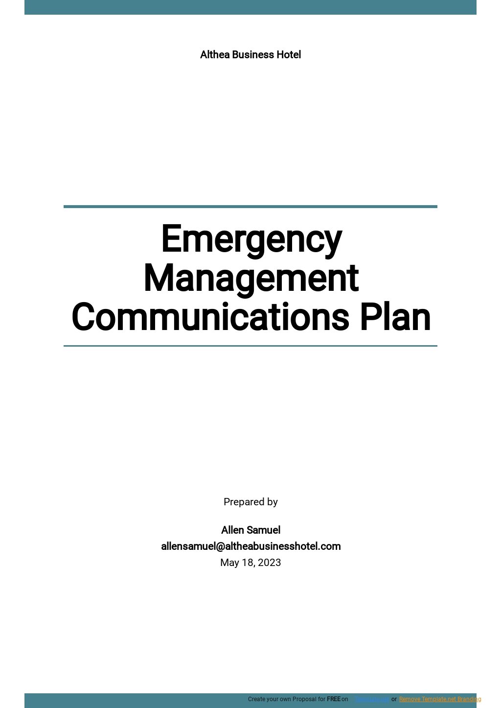 Free Emergency Management Communications Plan Template