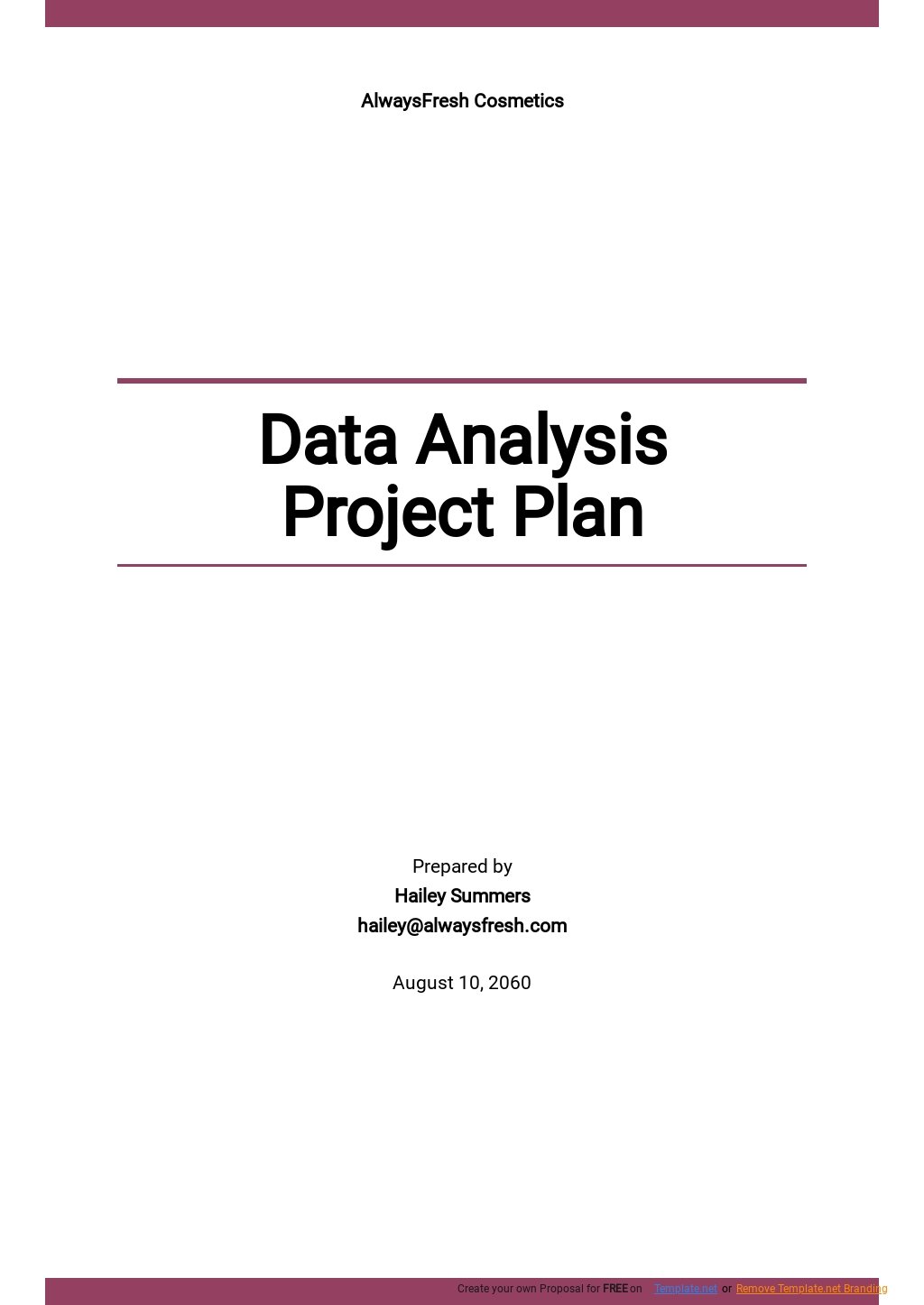 Data Analysis Project Plan Template 
