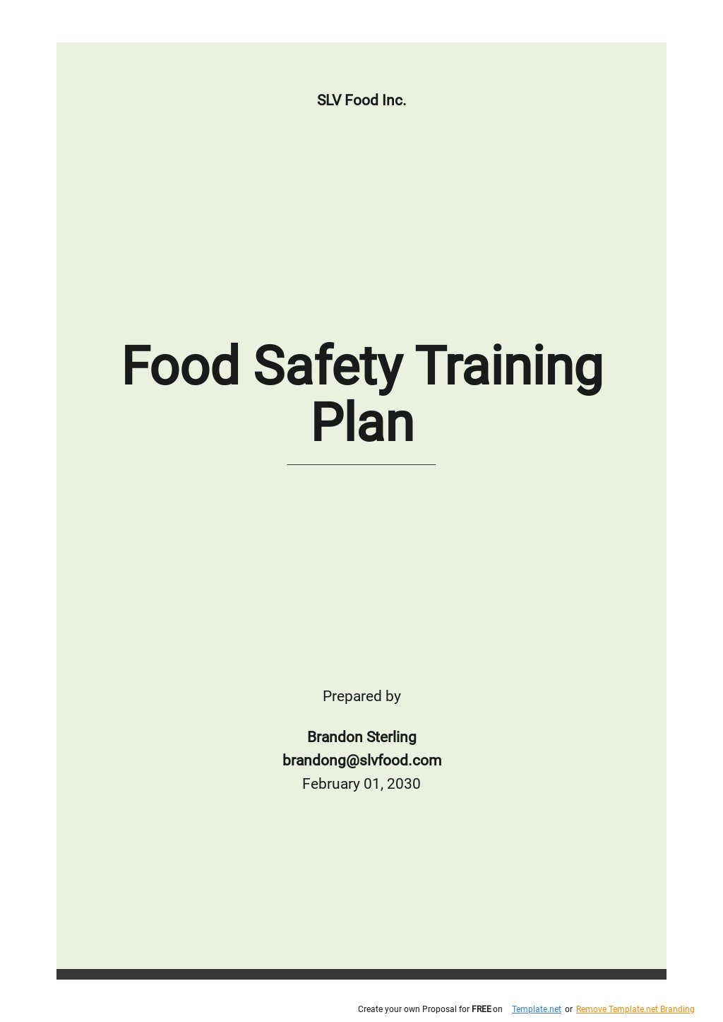 Food Safety Training Plan Template The BestWebsite