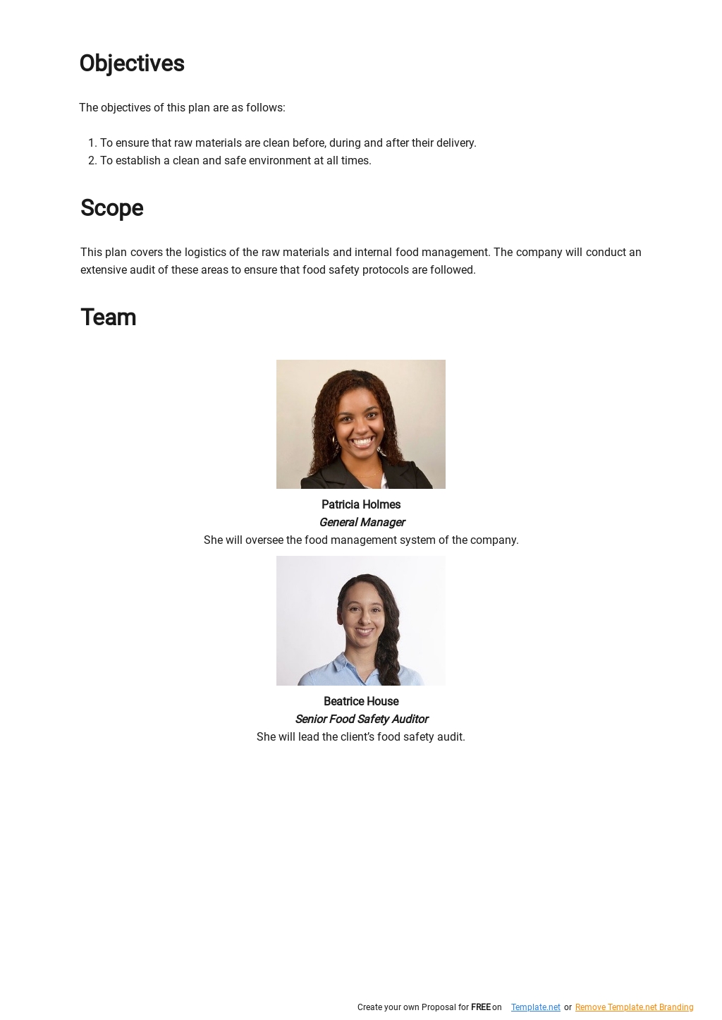 Simple Food Safety Plan Template Free PDF Google Docs Word
