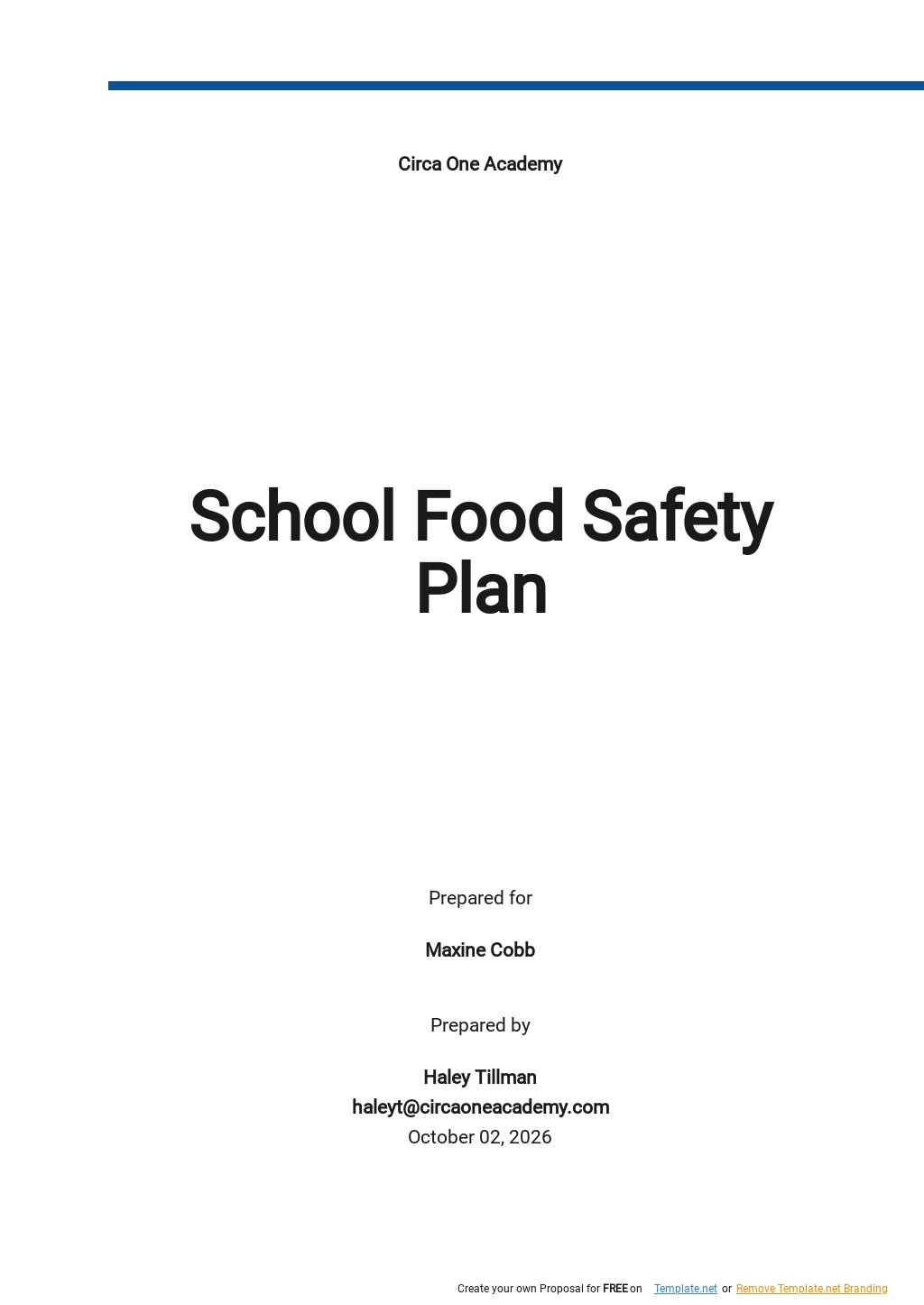 Restaurant Food Safety Plan Template Google Docs Word Apple Pages 