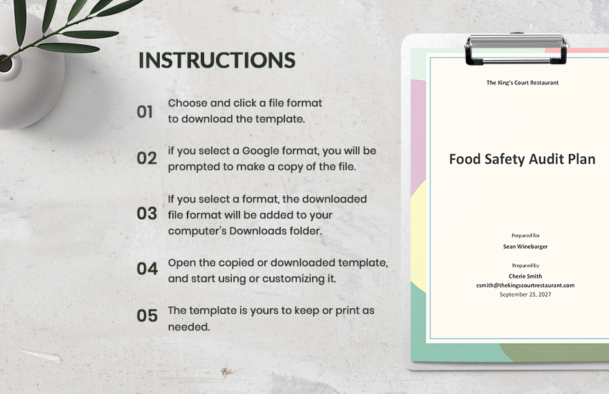 Food Safety Audit Plan Template