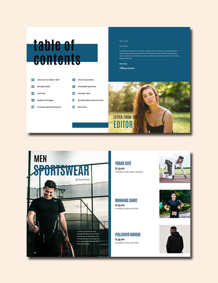 Sports clothing catalogue