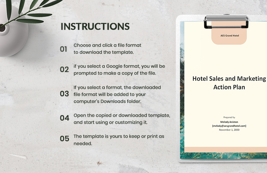 Hotel Sales and Marketing Action Plan Template
