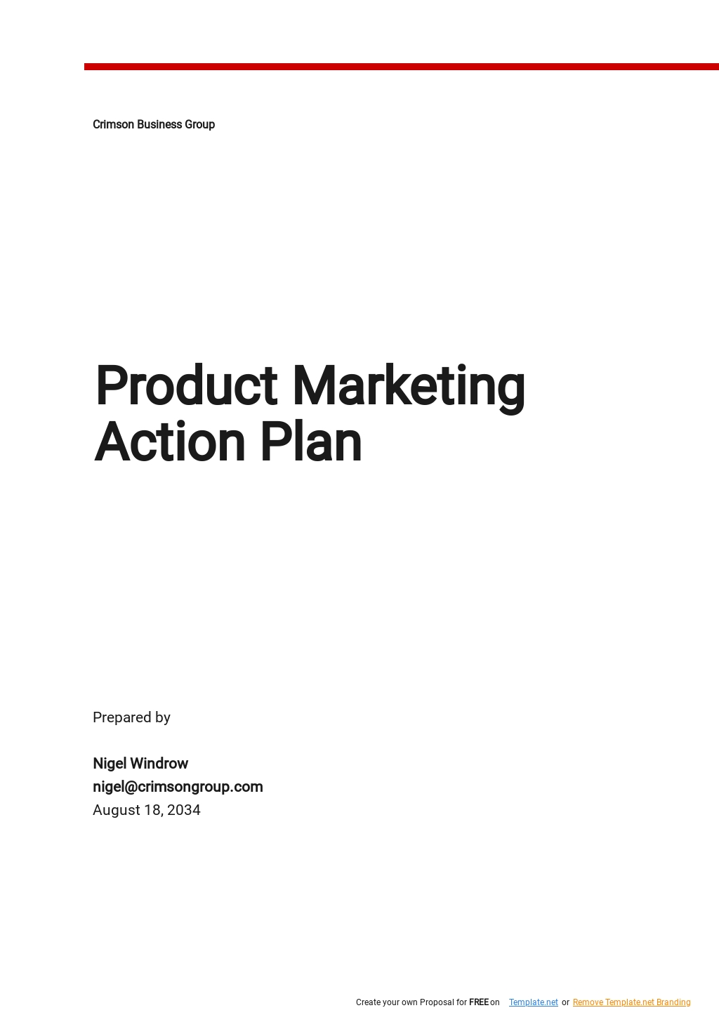 Product Marketing Action Plan Template Google Docs, Word, Apple Pages