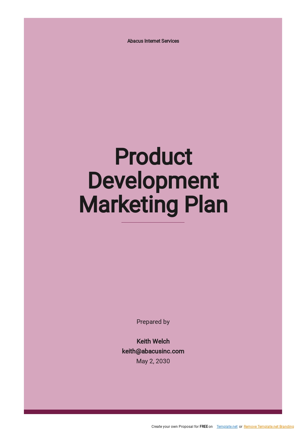 Product Development Marketing Plan Template