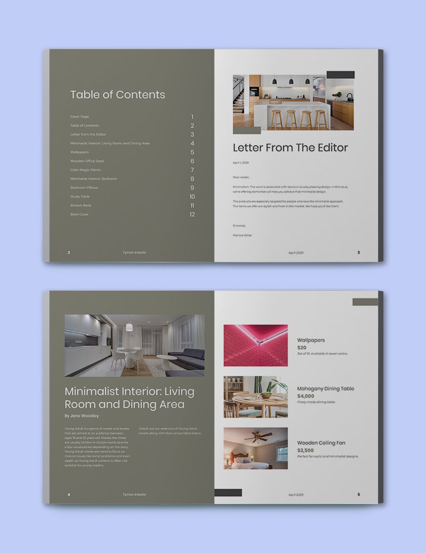 Minimalist Interior Catalog template Format