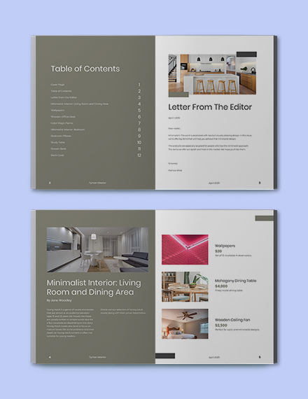 Minimalist Interior Catalog template Format