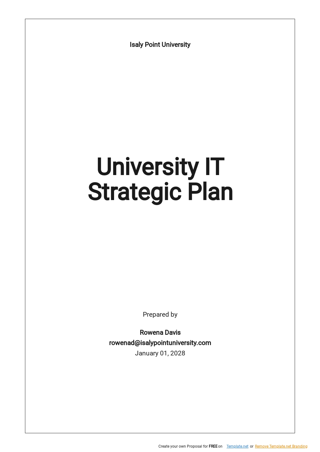 Free University IT Strategic Plan Template