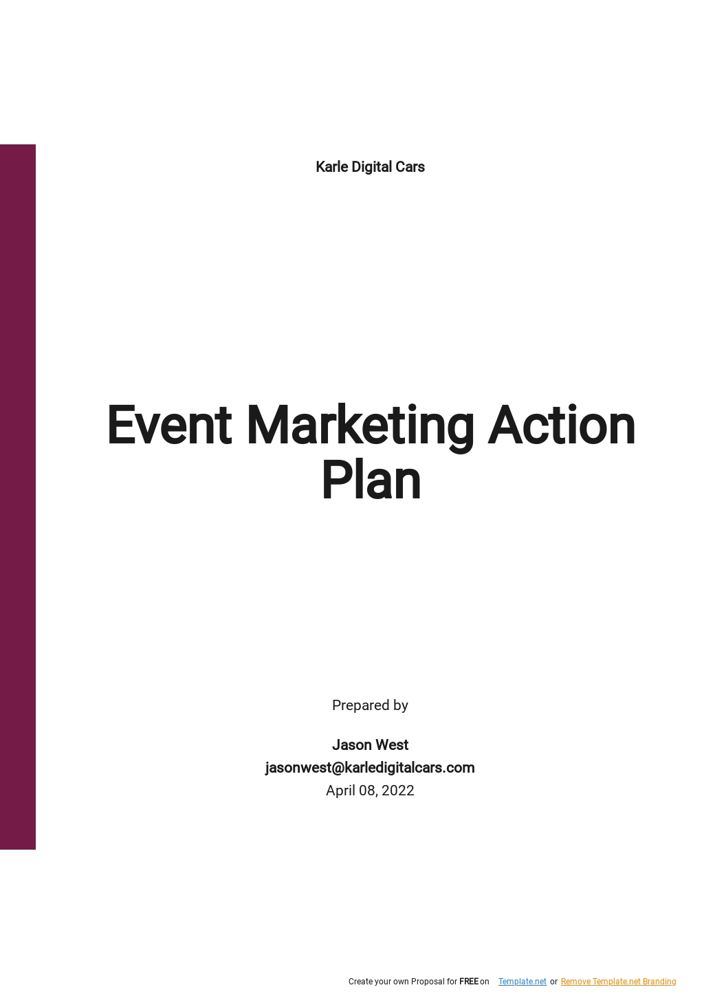 Marketing Plan Event Template