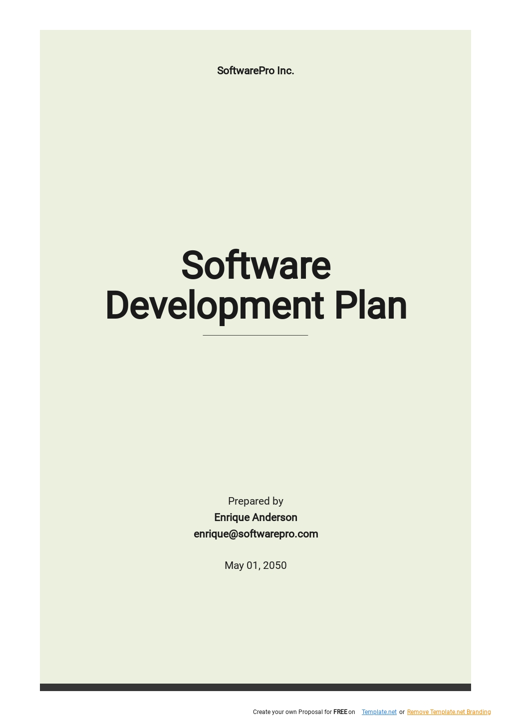 Free Simple Software Development Plan Template