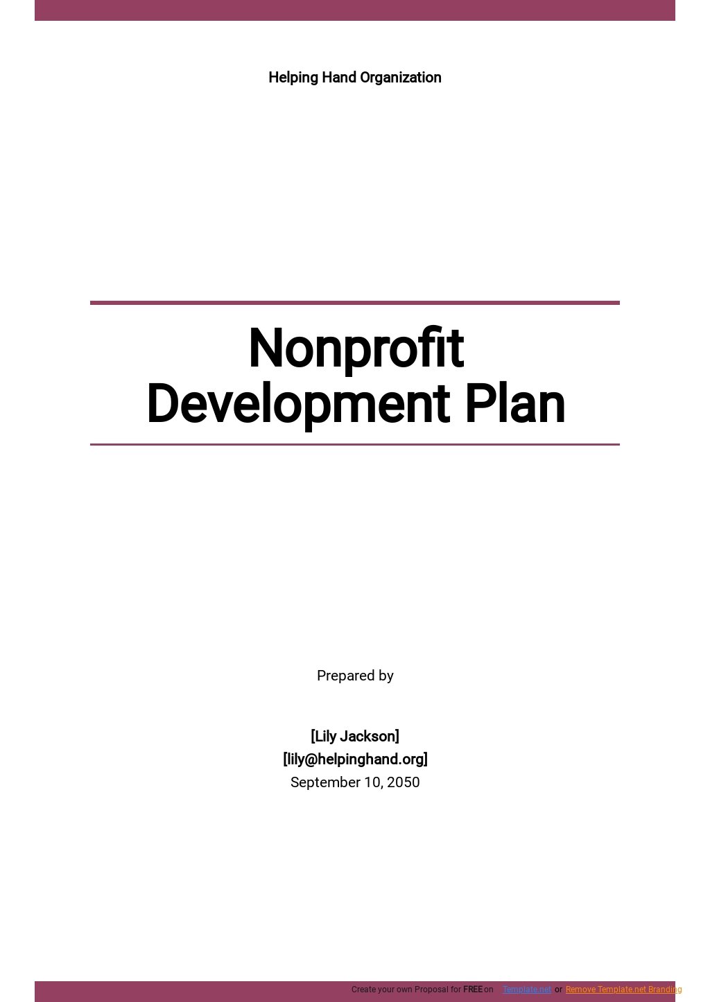 Short Nonprofit Development Plan Template .jpe