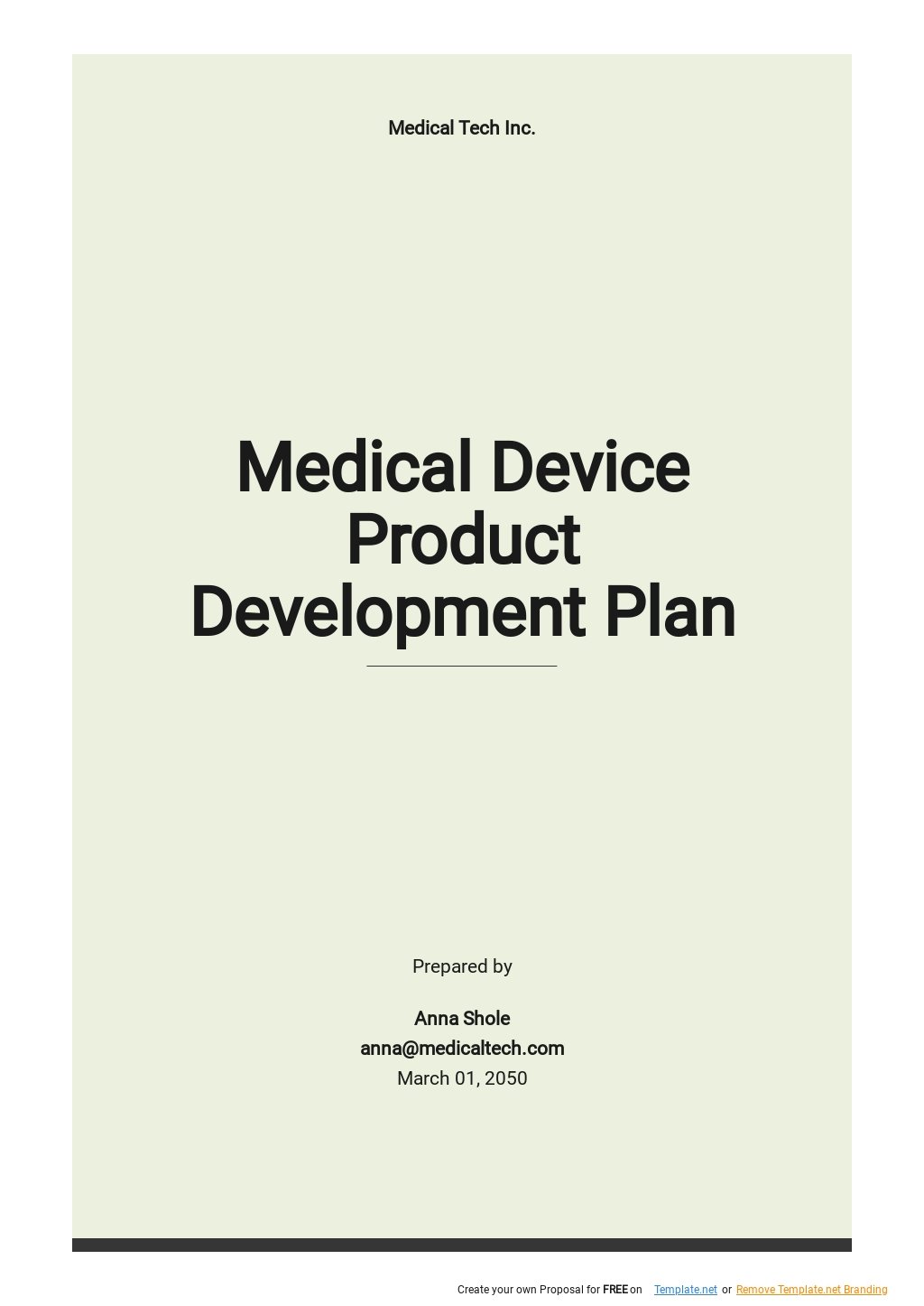 medical equipment manufacturer business plan