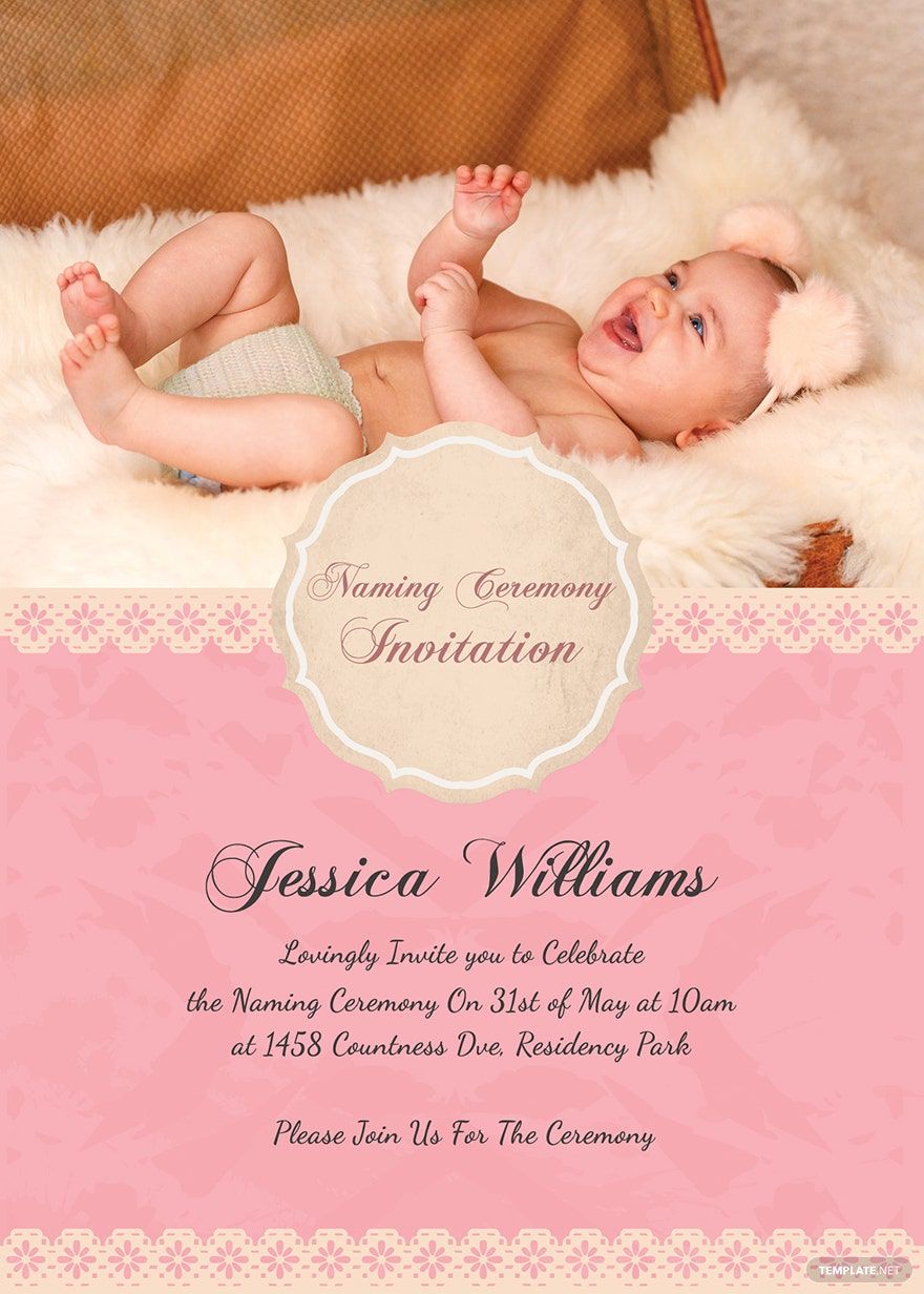 Happy Baby Naming Ceremony Invitation Card Template