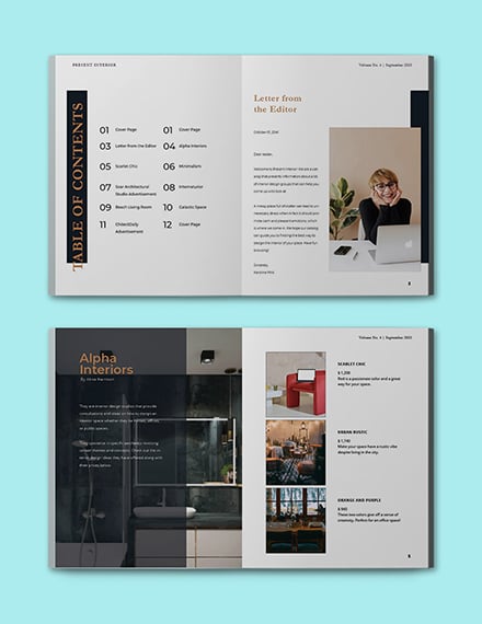 modern Interior Design Catalog Template Printable