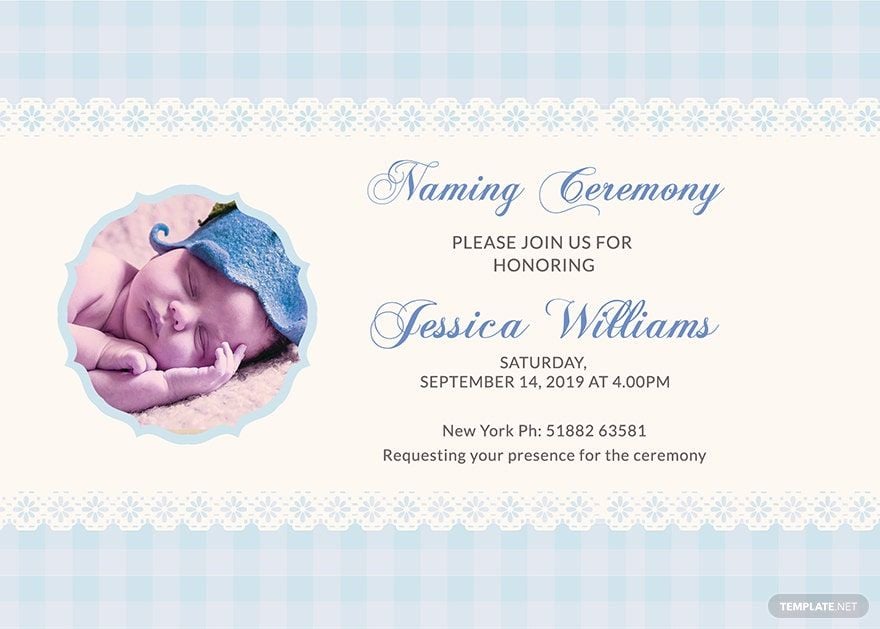 Free Wonderful Baby Naming Ceremony Invitation Card Template