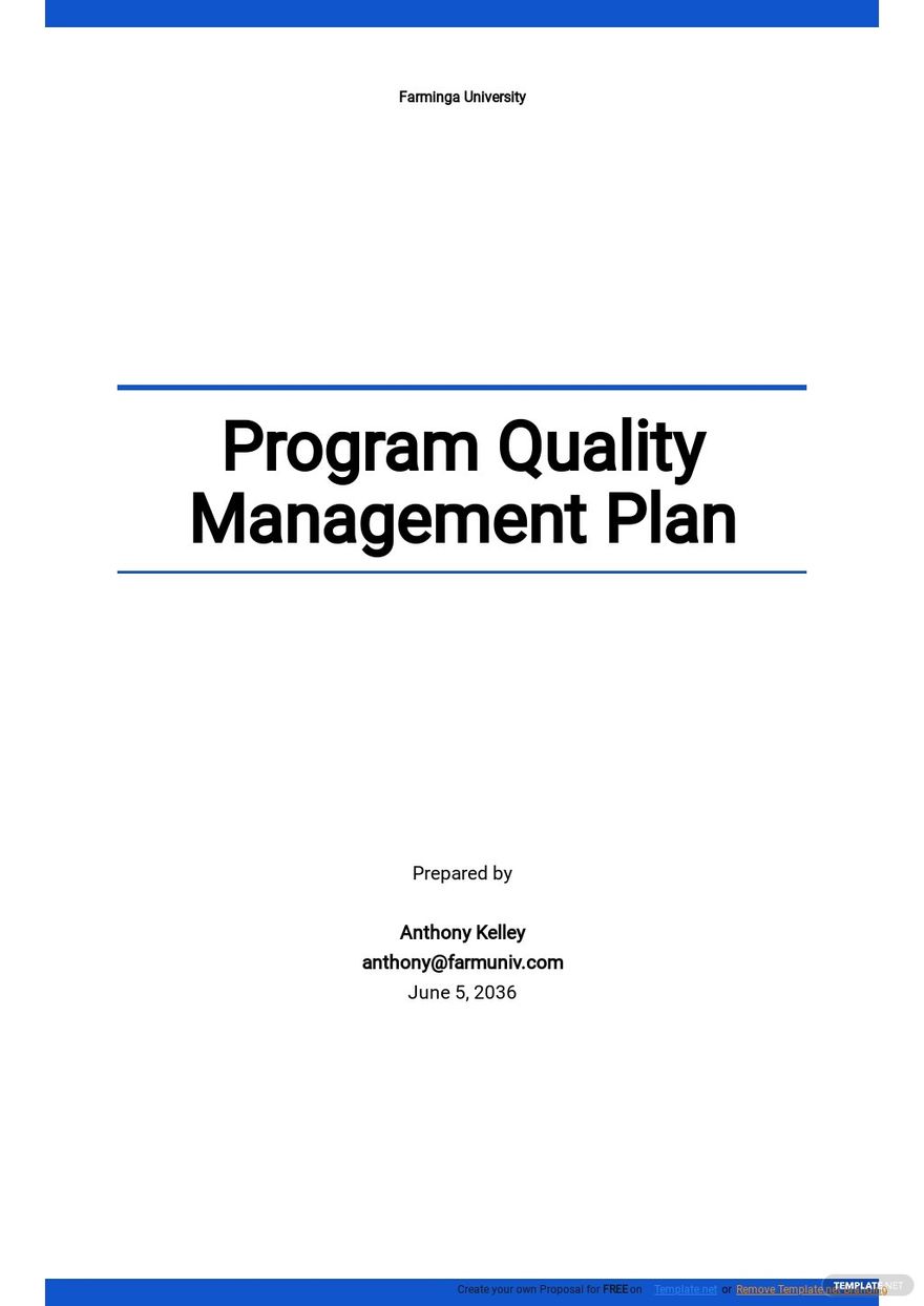 Program Quality Management Plan Template Google Docs Word Apple Pages Pdf Template Net