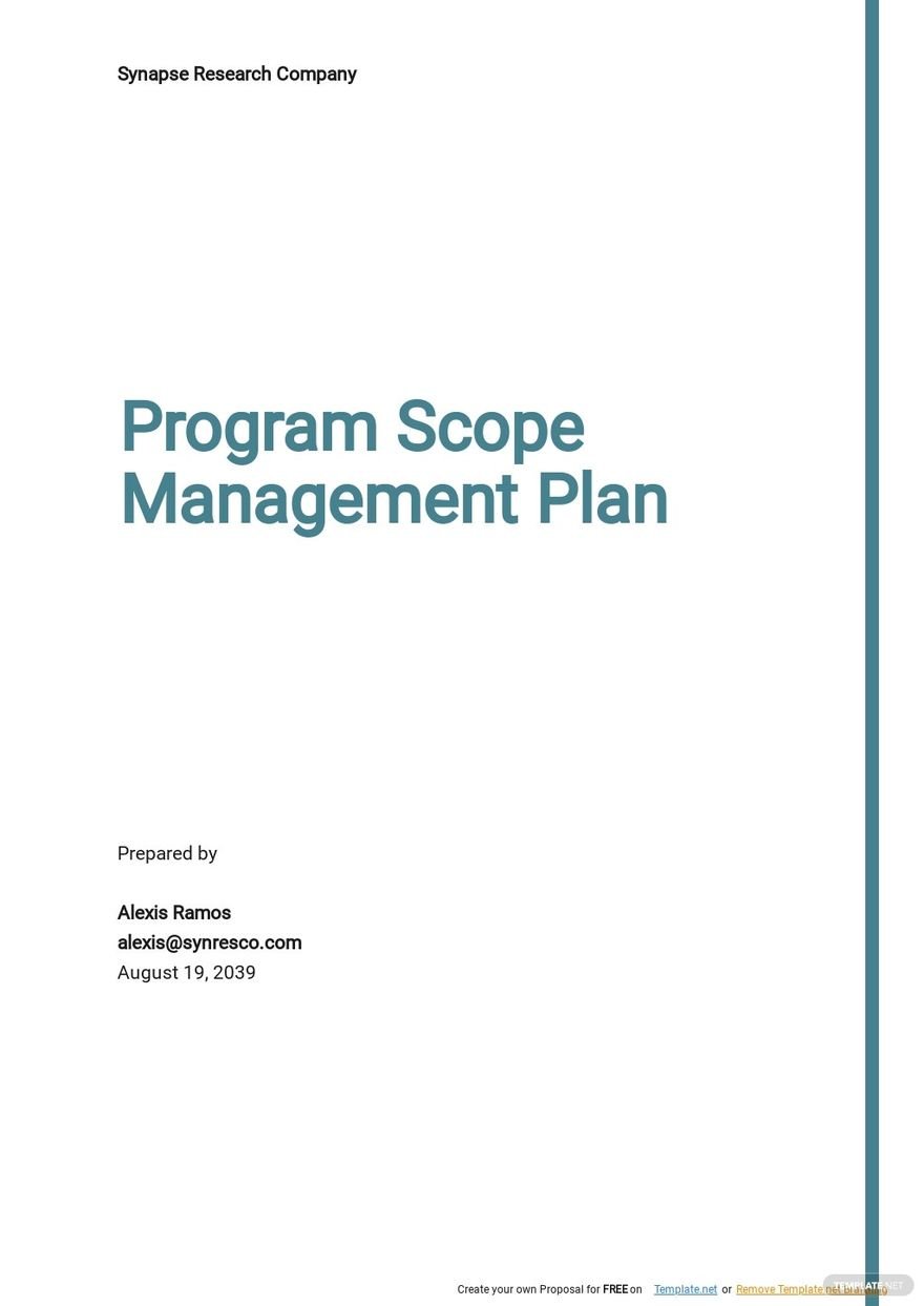 Program Scope Management Plan Template