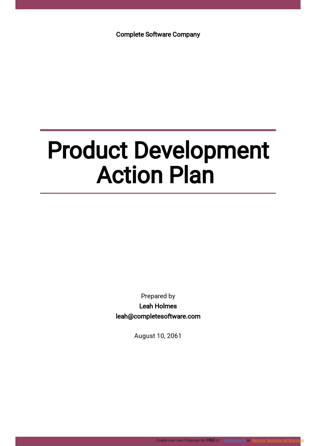 Product Development Action Plan Template Google Docs Word Apple