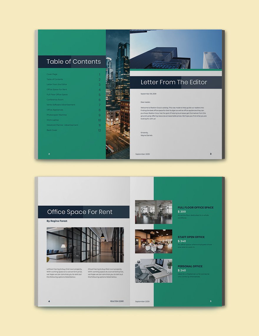 A Corporate Catalog template Format