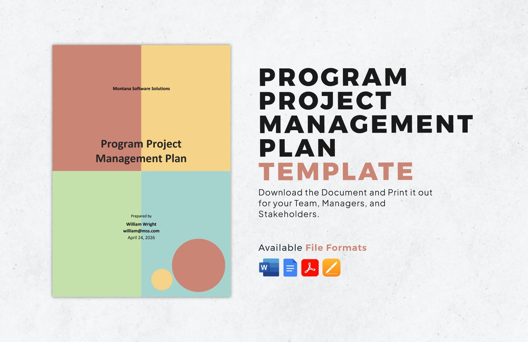 Program Project Management Plan Template in Word, Google Docs, PDF, Apple Pages
