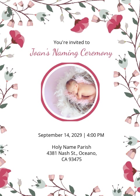 Happiest Naming Ceremony Invitation Template [Free JPG] - Word, PSD