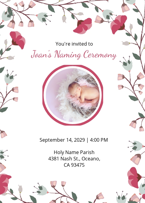 Naming Ceremony Invitation