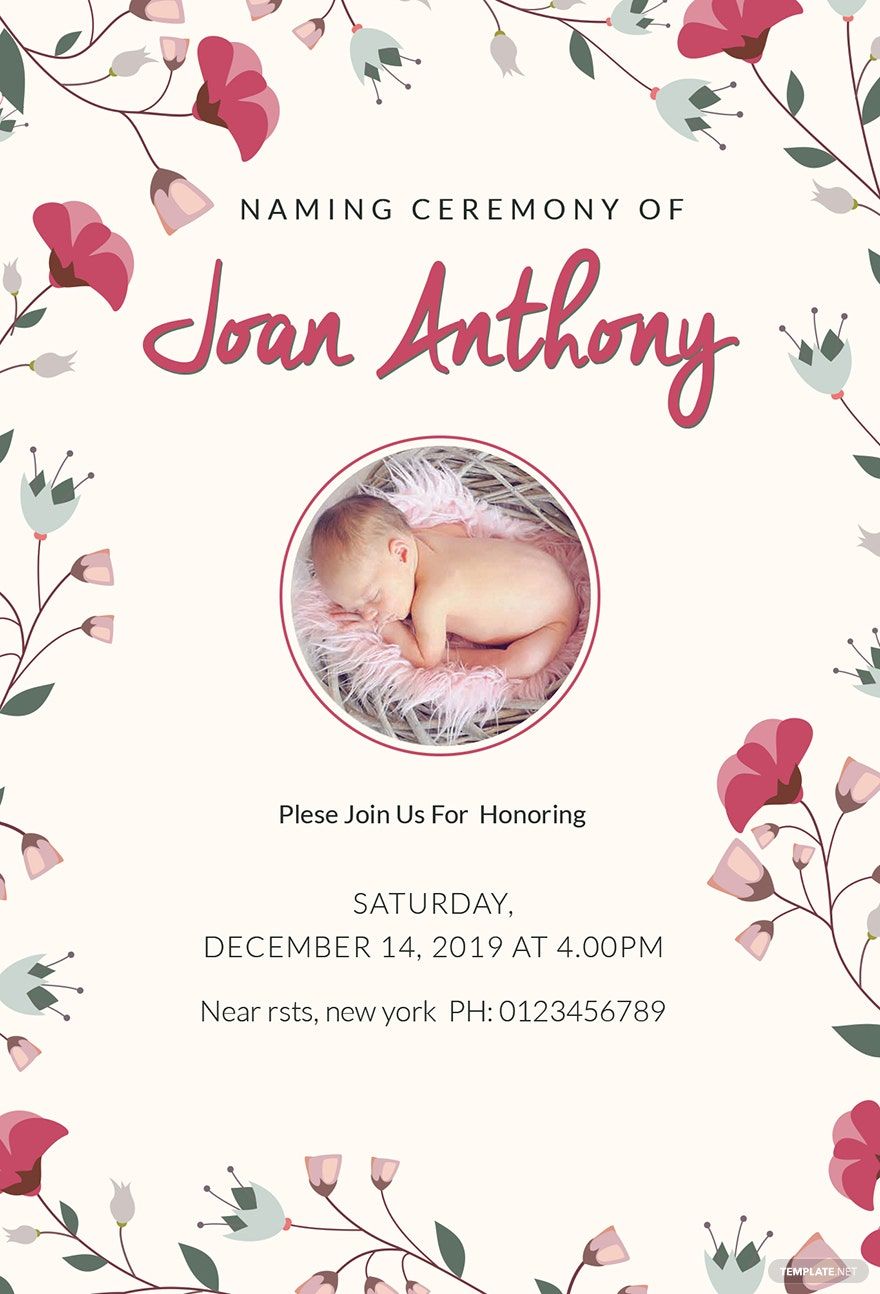 Baby Boy Naming Ceremony Invitation Template in PSD, Word, Publisher - Download | Template.net