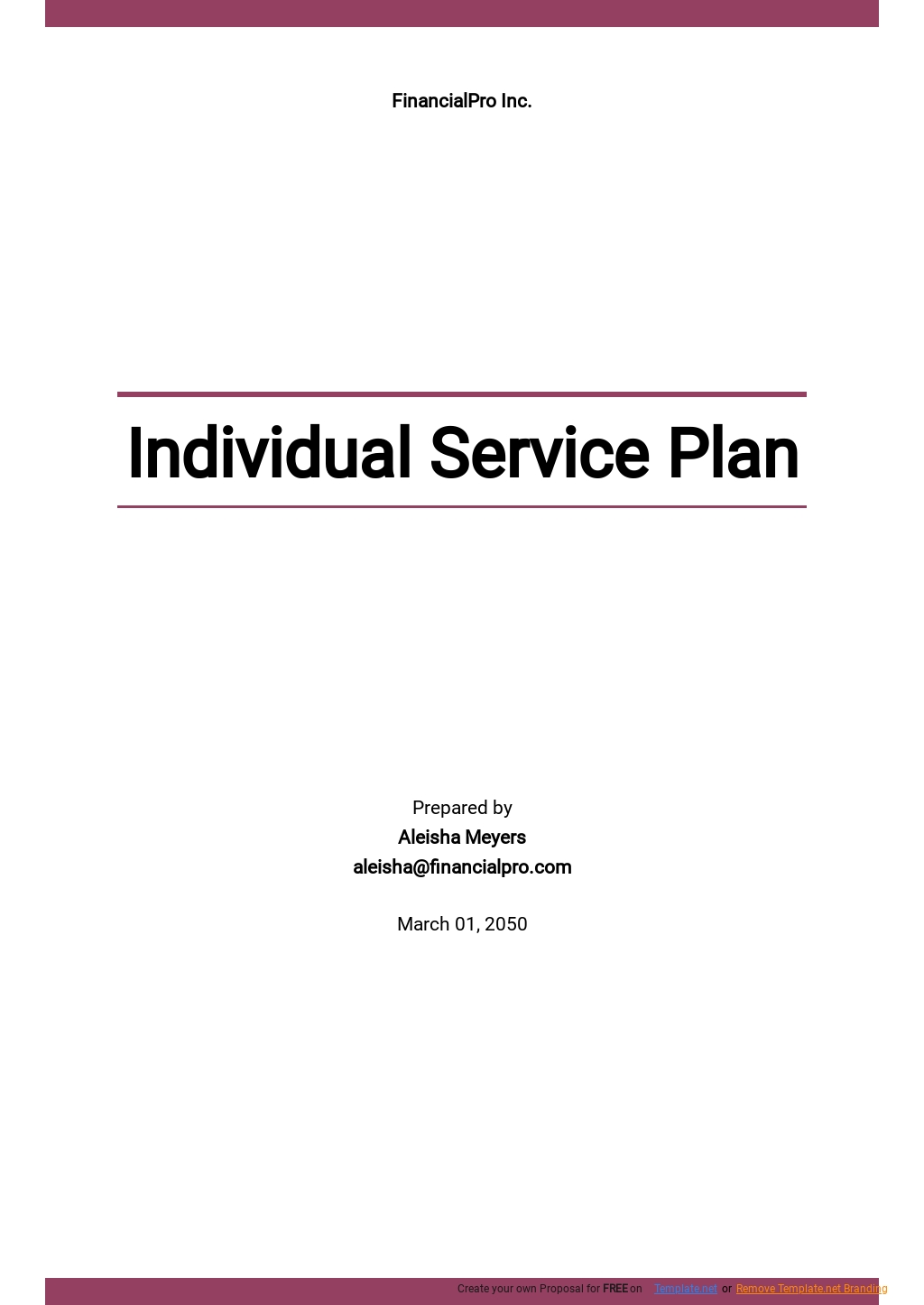 Individual Service Plan Word Templates Design, Free, Download