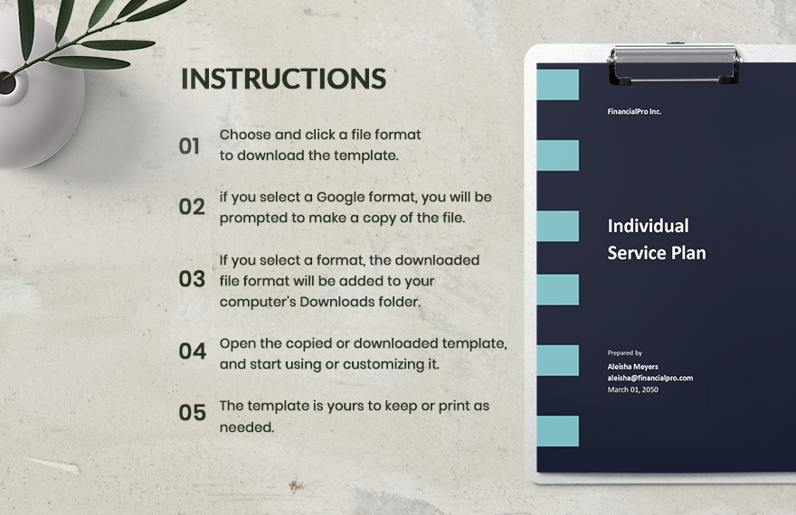 Simple Individual Service Plan Template