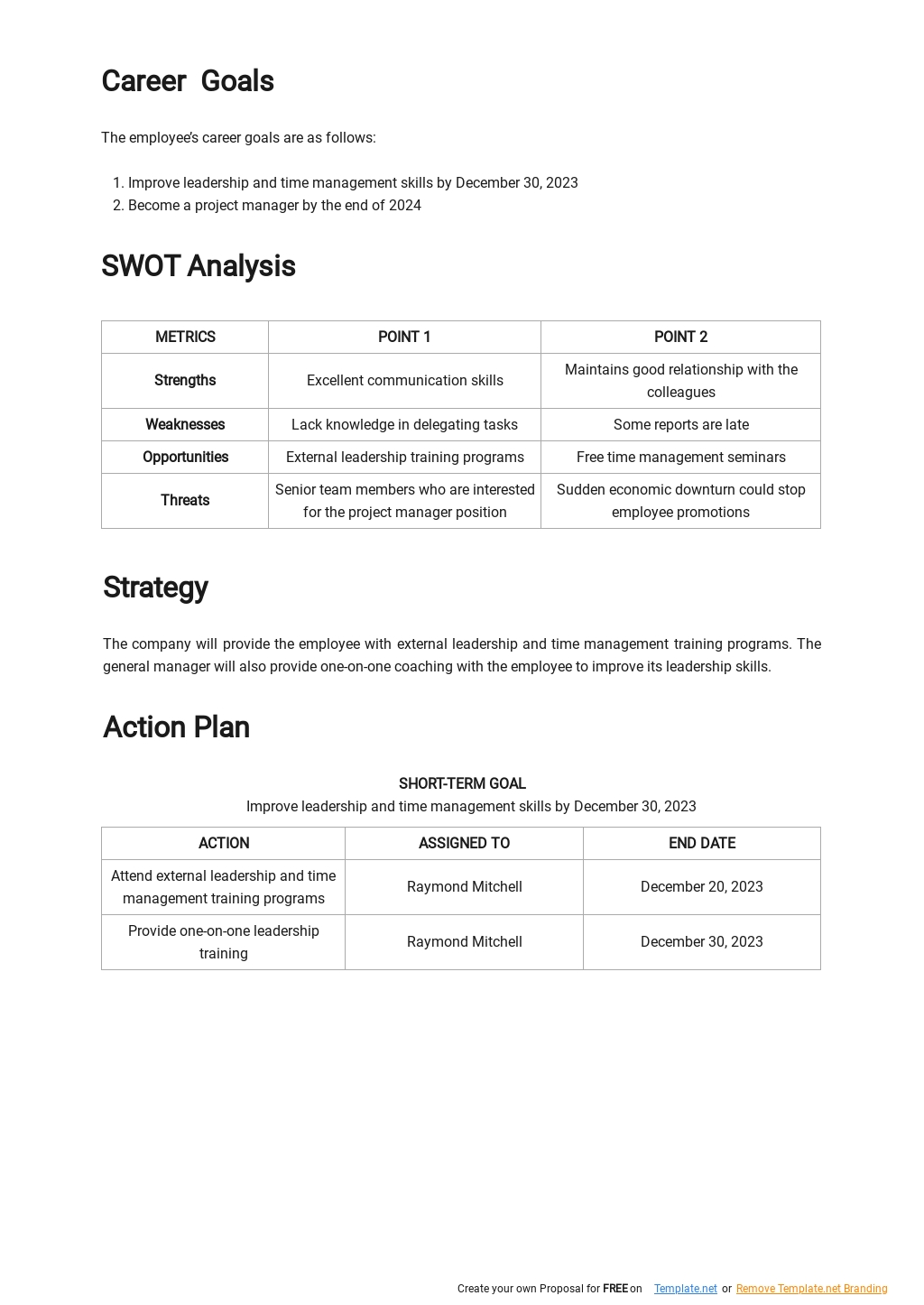 Professional Personal Growth Plan Template - Google Docs, Word, Apple ...