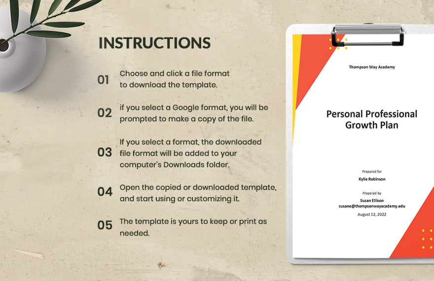 Personal Professional Growth Plan Template