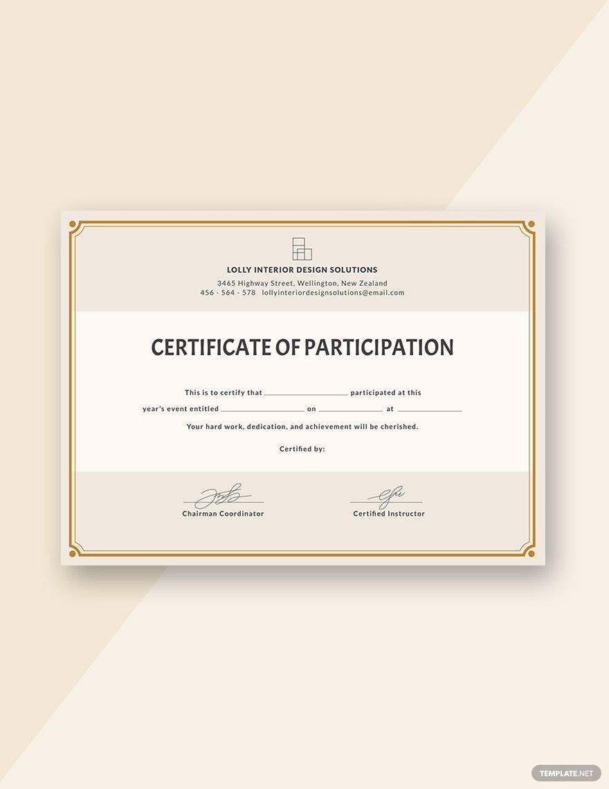 Free Blank Participation Certificate Template