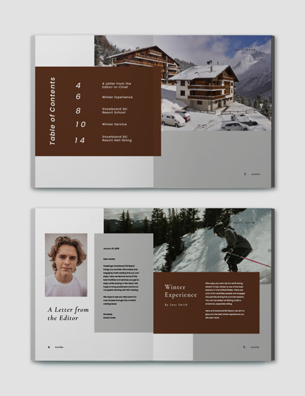 Sample Ski Resort Hotel Catalog Template