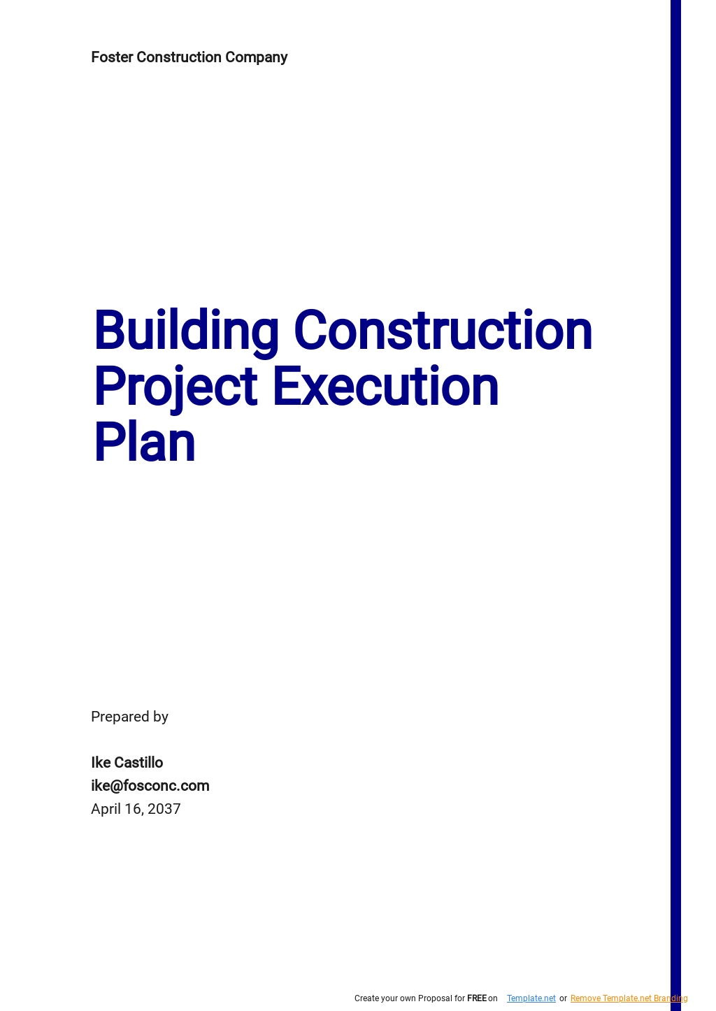 Building Construction Project Execution Plan Template Google Docs