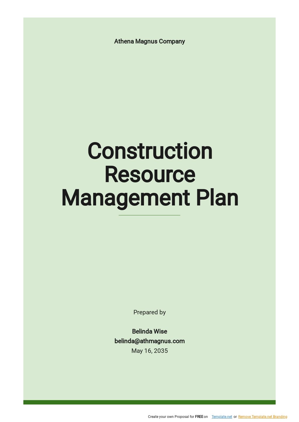 Construction Resource Management Plan Template - Google Docs, Word ...