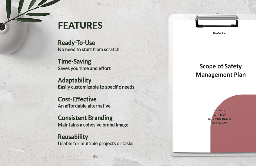 Scope of Safety Management Plan Template