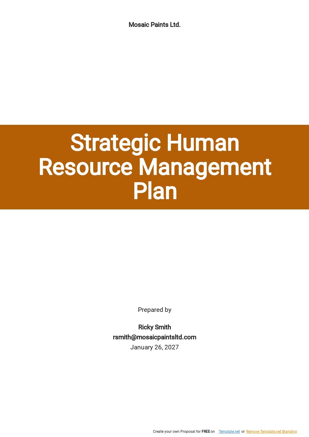 Strategic Human Resource Management Plan Template