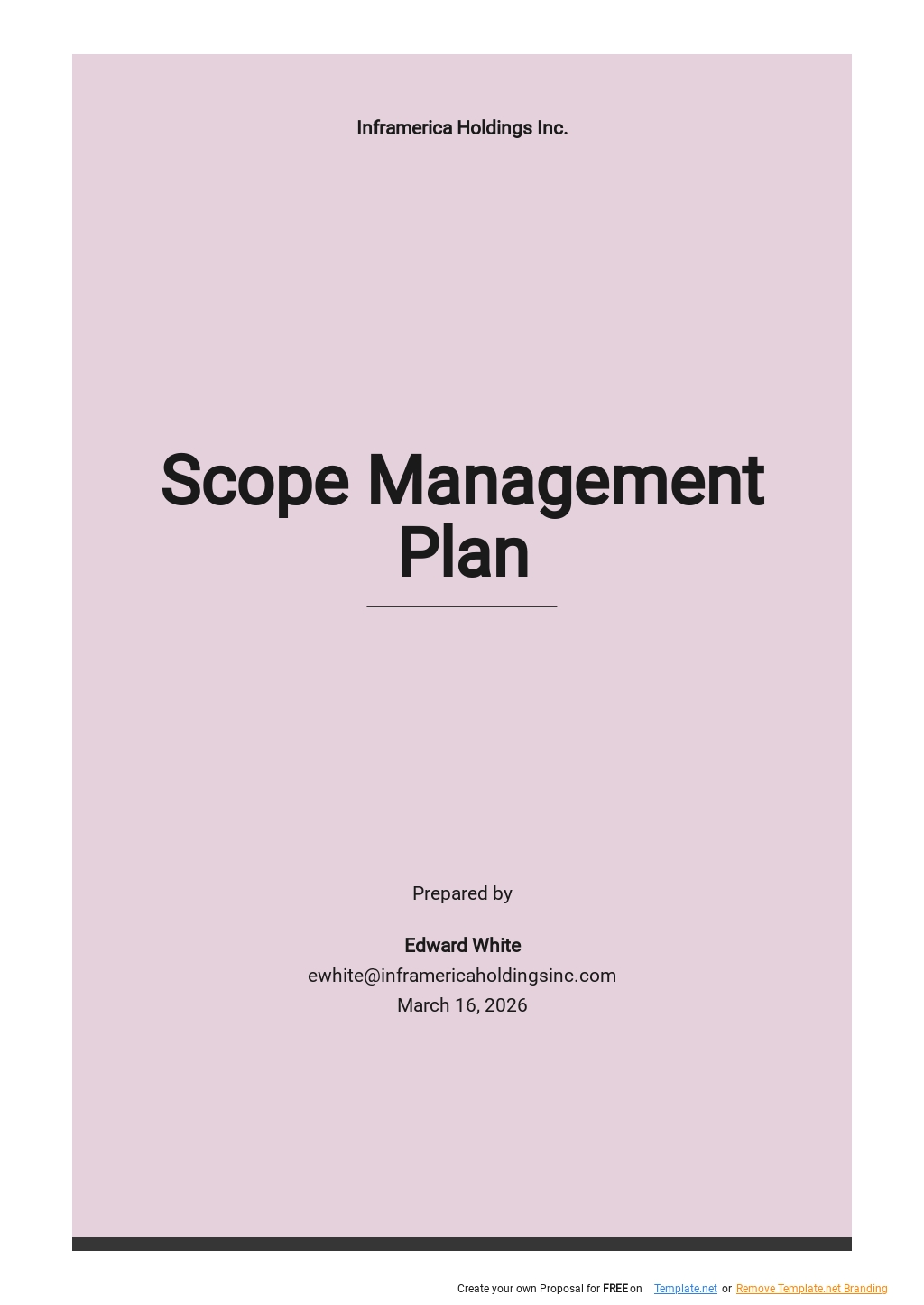 Free Simple Scope Management Plan Template Google Docs Word Apple