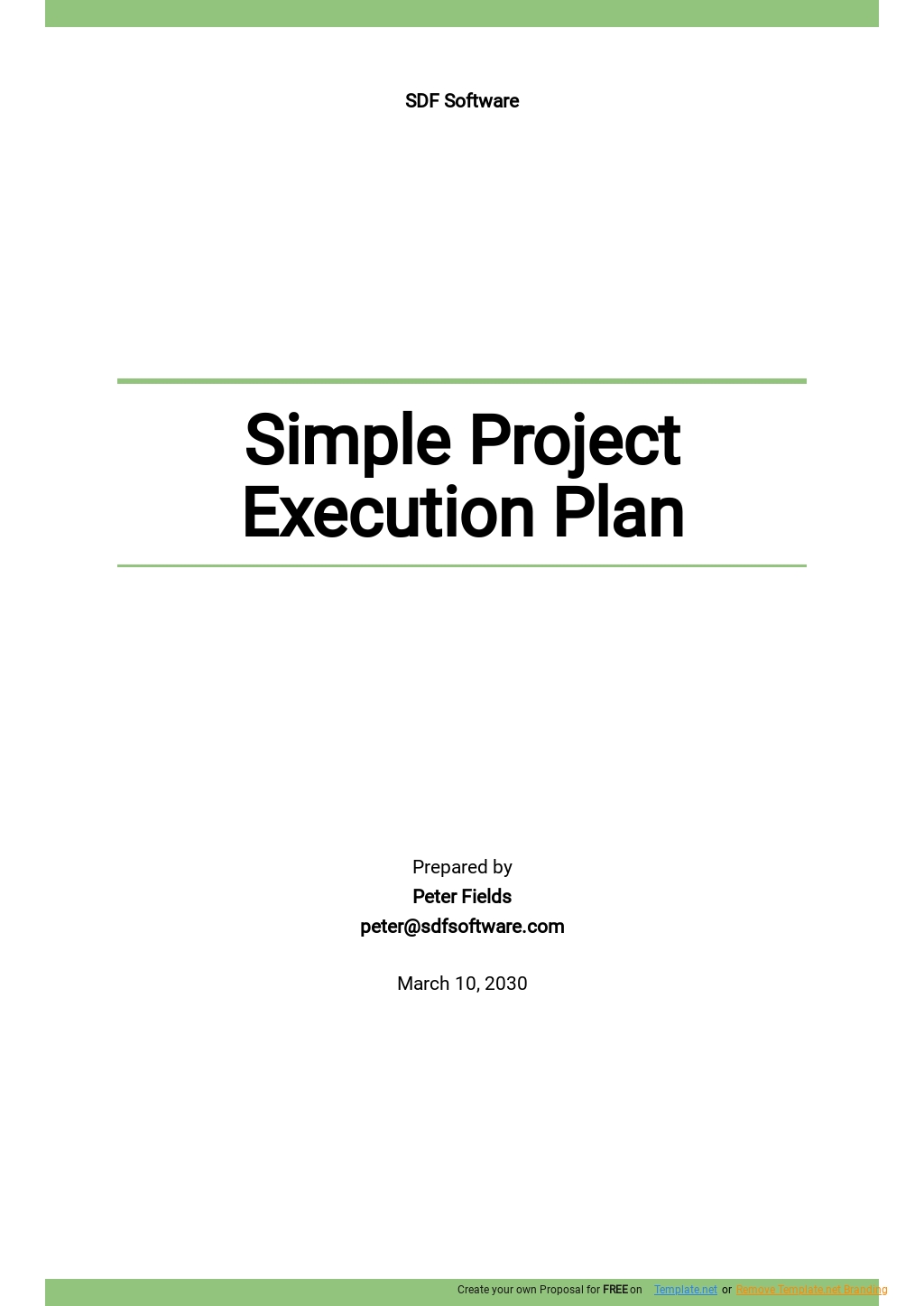 Project Execution Plan Template Word