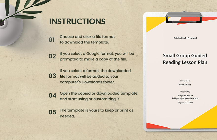 Small Group Guided Reading Lesson Plan Template