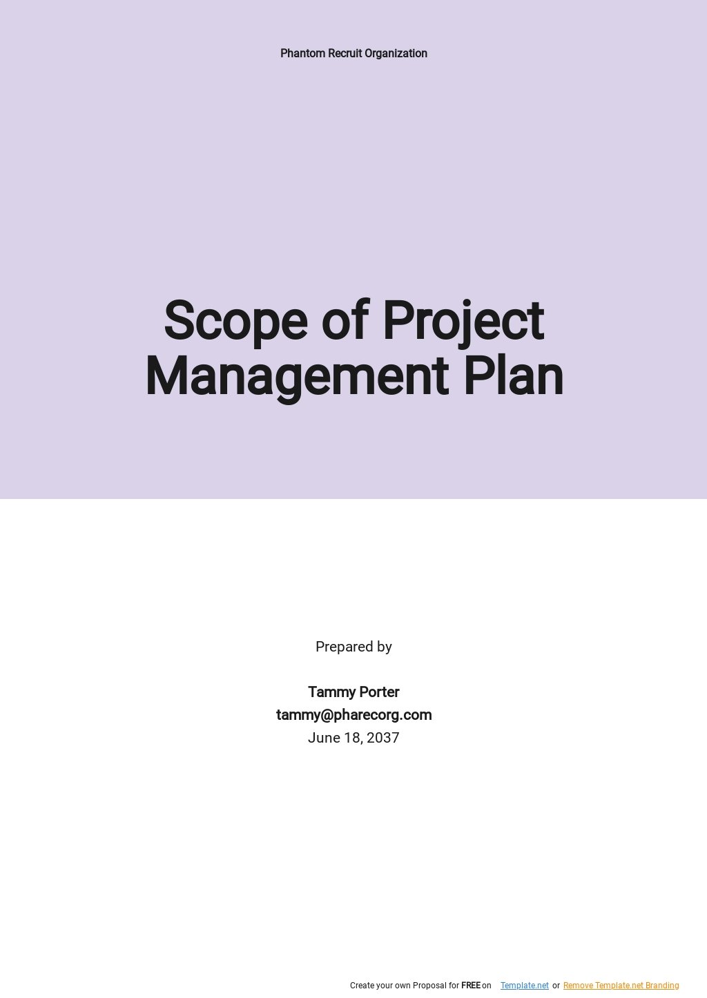 Scope of Project Management Plan Template