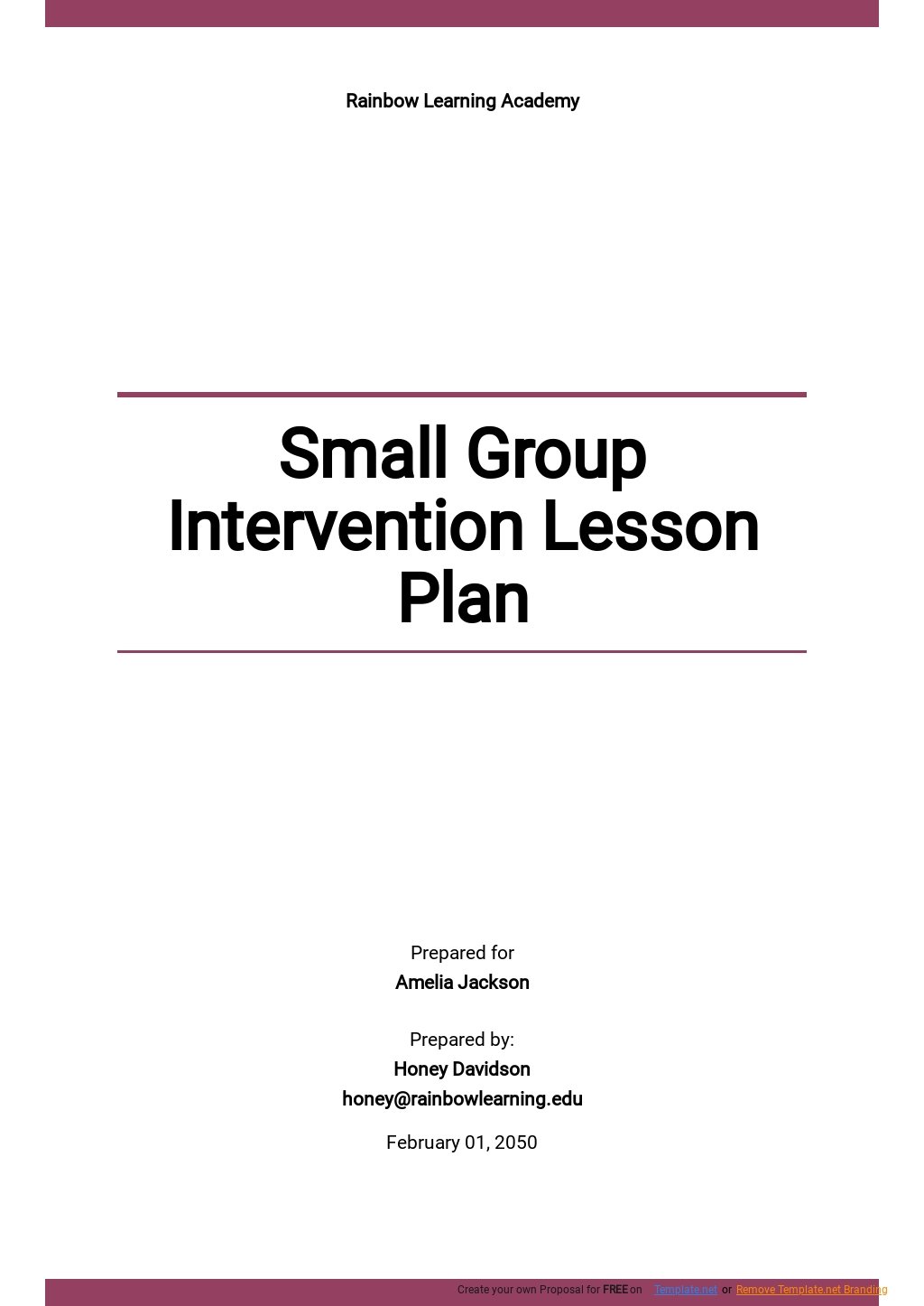Small Group Lesson Plan Template Free