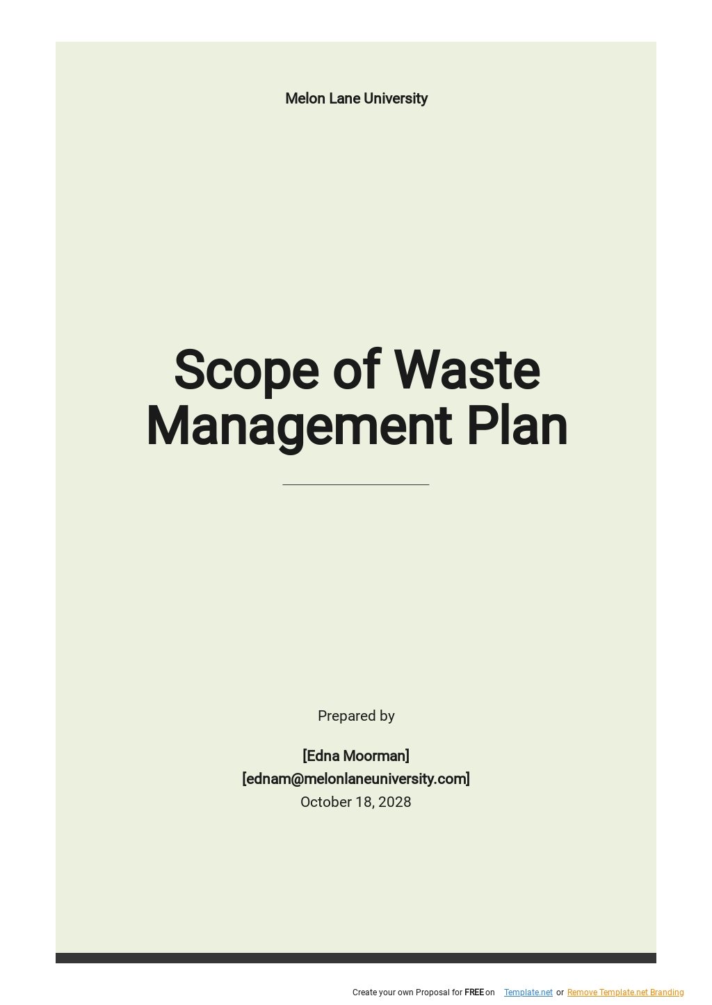 Scope Of Waste Management Plan Template