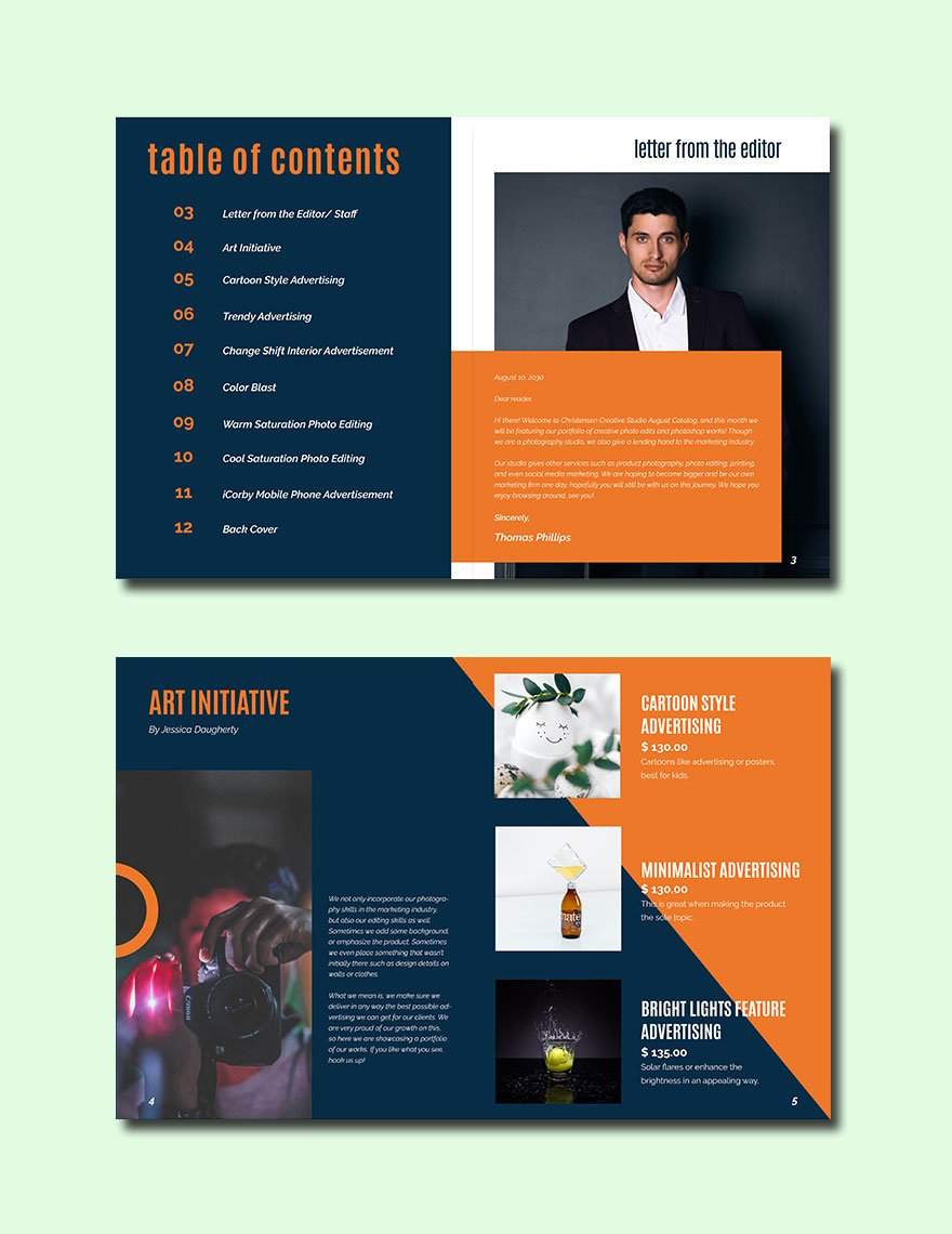 Printable Creative Agency Portfolio Catalog Template