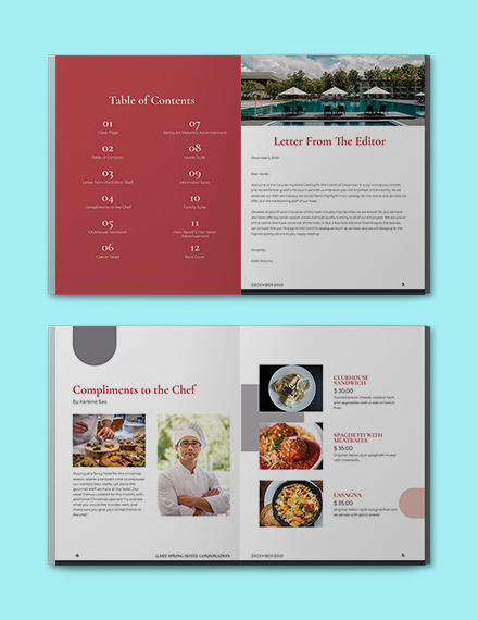 Hotel Business Catalog template Format