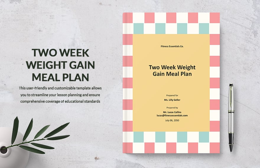 Two Week Weight Gain Meal Plan Template